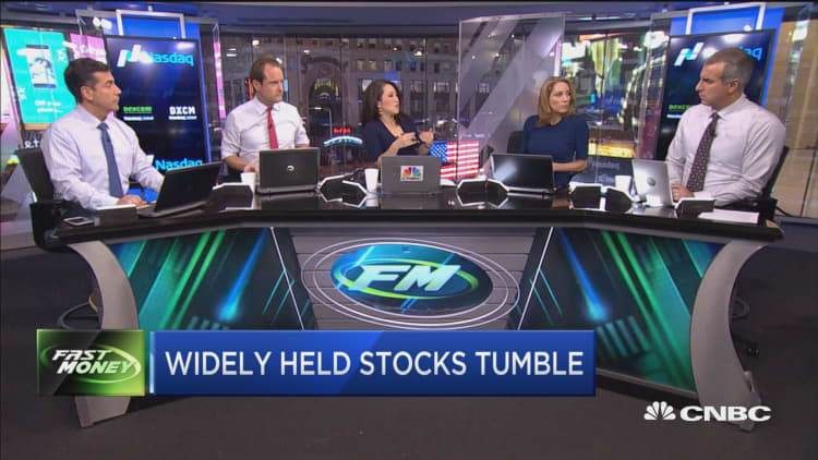 Widely held stocks tumble