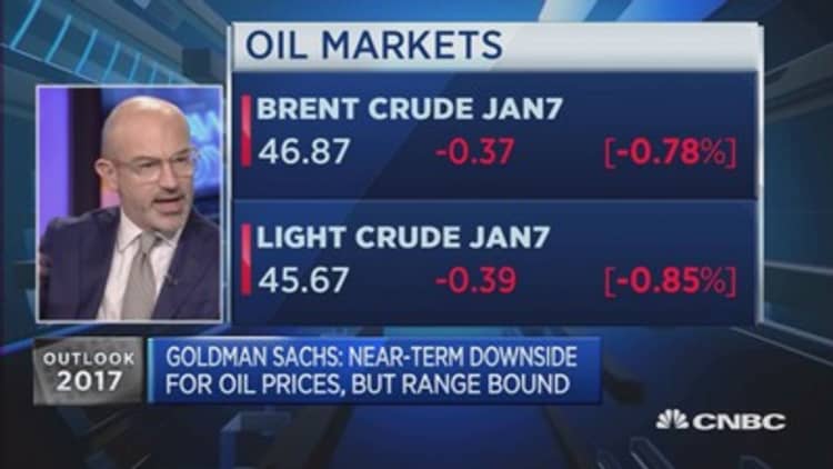 Near-term downside for oil prices, but range bound: GS