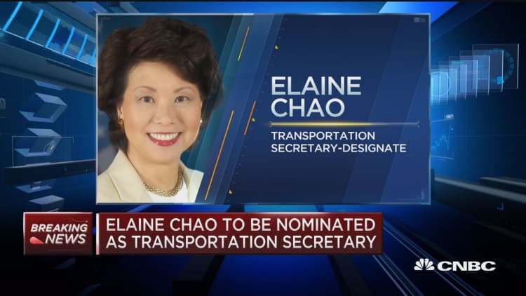 Elaine Chao to be nominated as Transportation Secretary 
