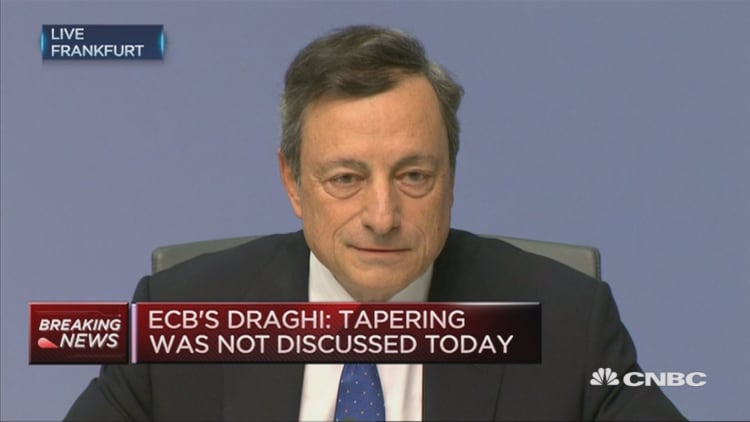 Tapering was not discussed today: ECB’s Draghi