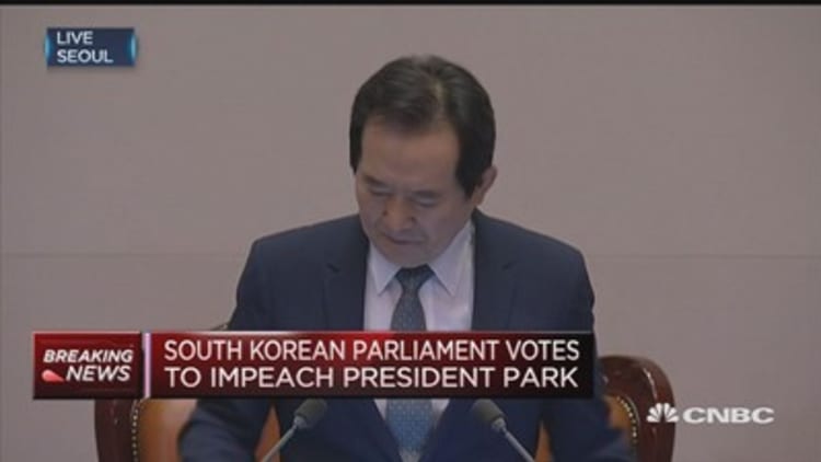 South Korean parliament votes to impeach President Park