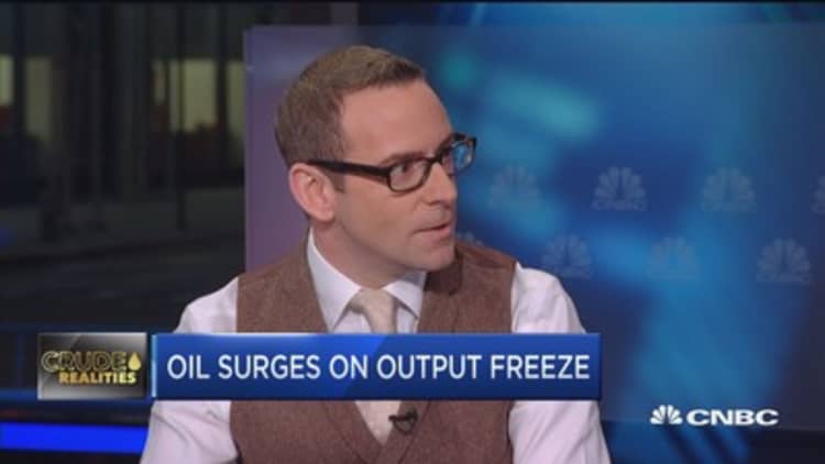 Oil prices surge on output freeze