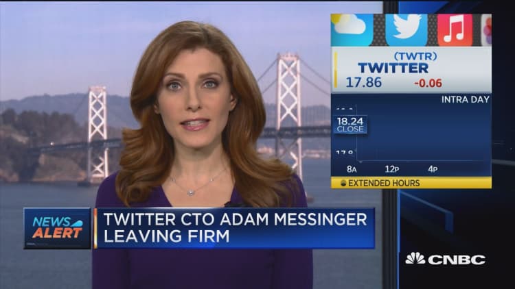 Twitter CTO Adam Messinger leaving firm
