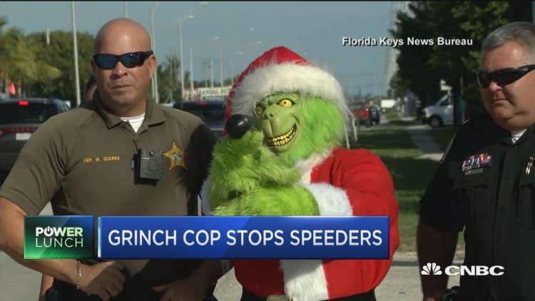 Grinch cop stops speeders
