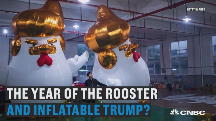 The year of the rooster and inflatable Trump?