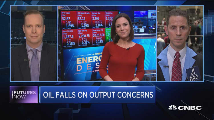 Futures Now: Oil falls on output concerns