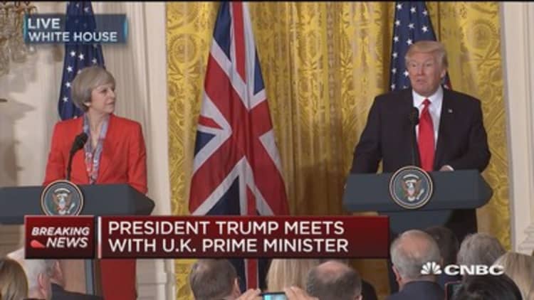 President Trump holds a joint press conference with UK PM Theresa May