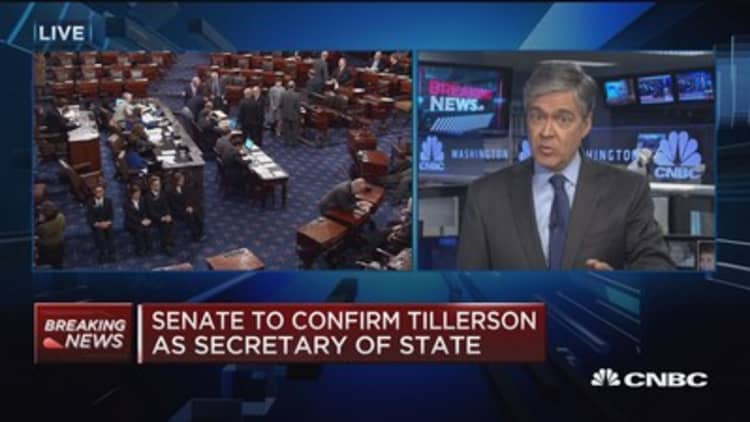Senate to confirm Tillerson as secretary of State