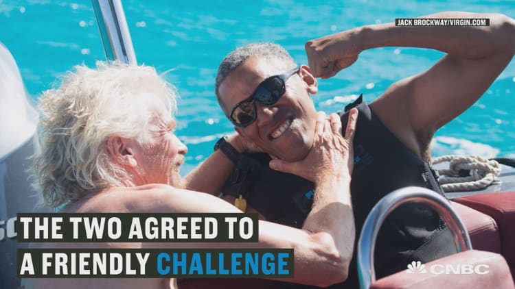 Watch Obama and Richard Branson kite surf together