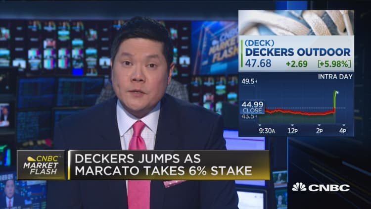 Decker jumps as Marcato takes 6% stake