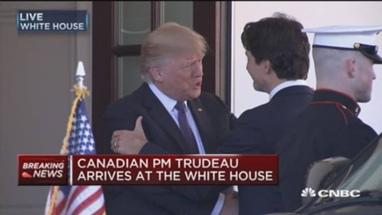 Canadian PM Trudeau arrives at the White House