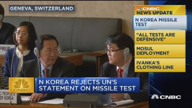 CNBC update: North Korea defends missile test