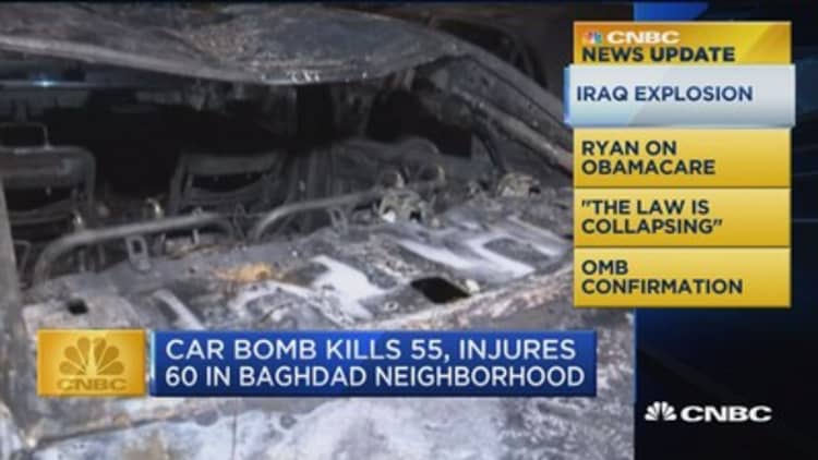 CNBC Update: Car bomb kills 55, injures 60 in Baghdad neighborhood