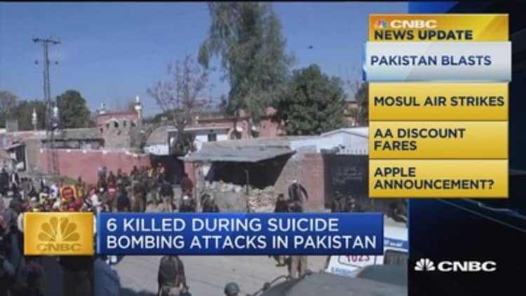 CNBC Update: 6 killed during suicide bombing in Pakistan