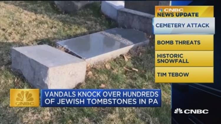 CNBC Update: Vandals knock over hundreds of Jewish tombstones in PA