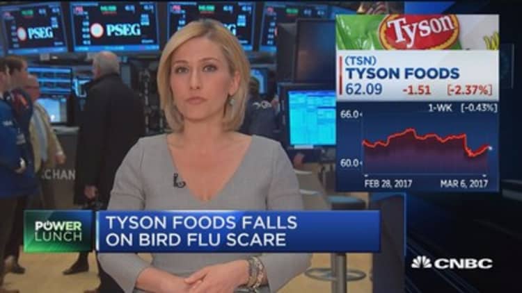 Tyson Foods falls on bird flu scare
