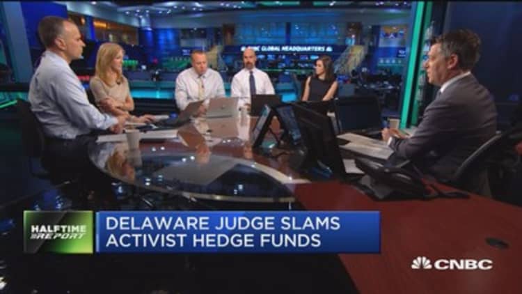 Delaware judge slams activist hedge funds