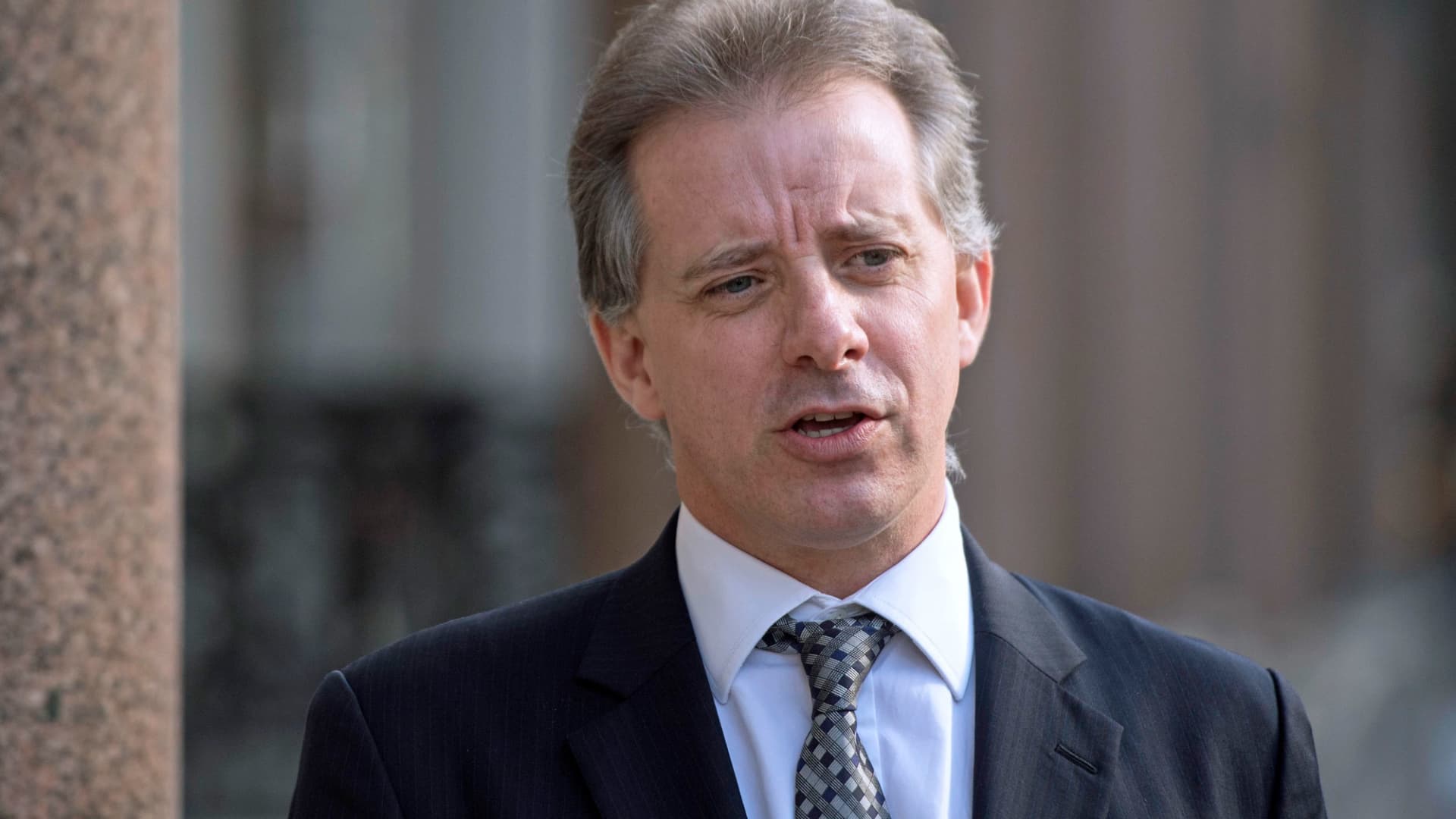 Christopher Steele, the former MI6 agent in London where he speaks to the media for the first time, March 7, 2017.
