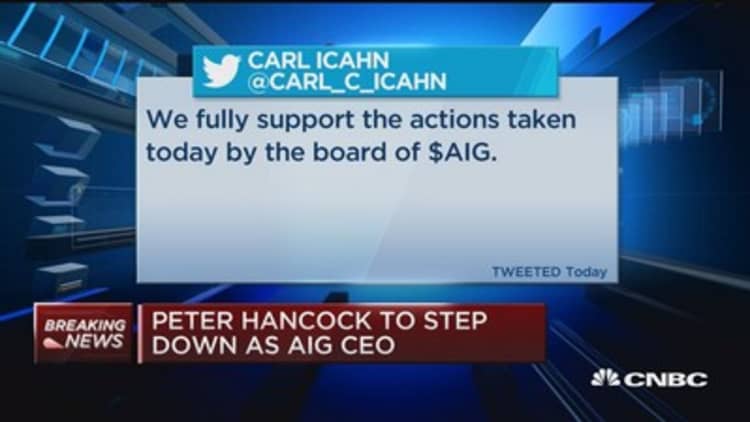 Peter Hancock to step down as AIG CEO