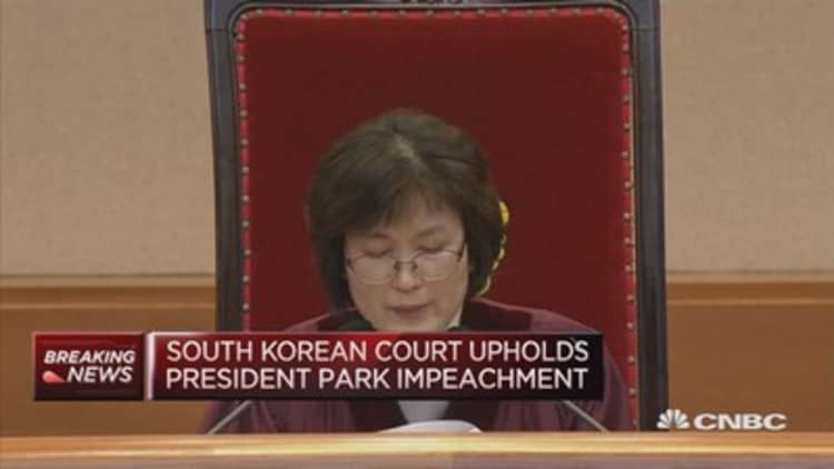 South Korea’s President Park ousted over scandal