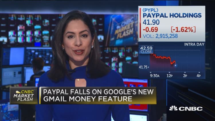 PayPal falls on Google's new Gmail money feature