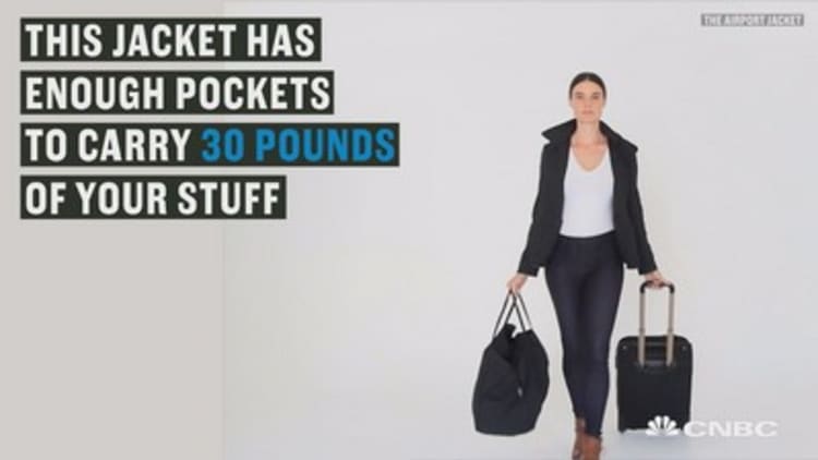 This airport jacket can carry 30 pounds of your stuff 