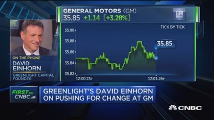 Einhorn: 2 GM stock classes would better serve investors