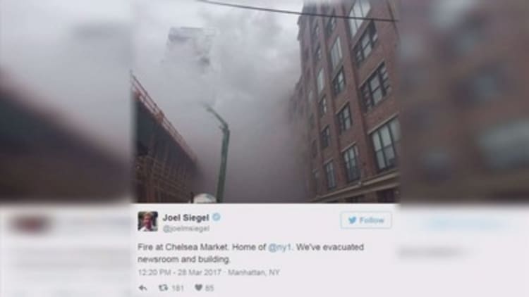 Fire erupts on Chelsea Market roof