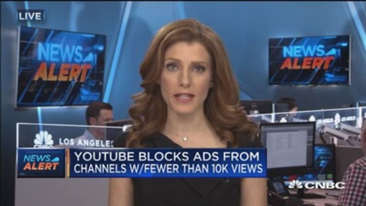 YouTube blocks ads from channels with fewer than 10K views 