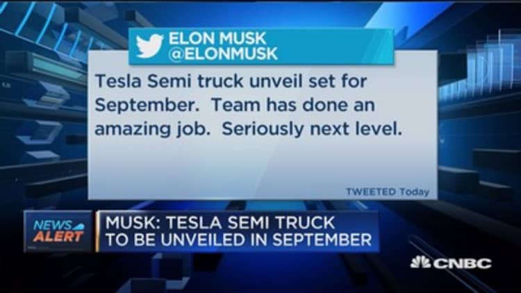 Musk: Tesla to unveil 'semi truck' in September