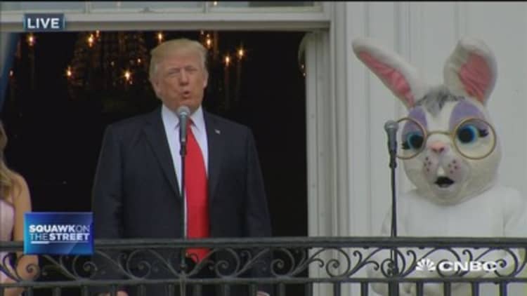 President Trump speaks at White House's Easter egg roll