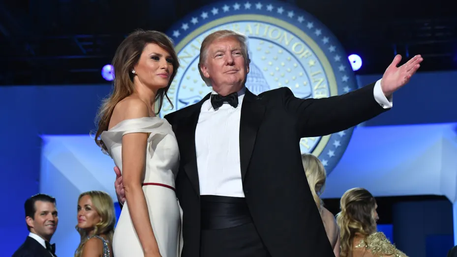 President Donald Trump and First Lady Melania Trump dance at the Freedom Ball on January 20, 2017 in Washington, D.C.