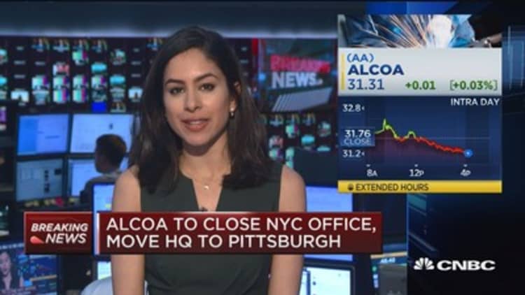 Alcoa to close NYC office, move HQ to Pittsburgh