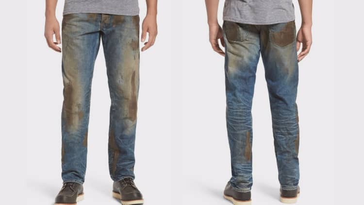Nordstrom is selling these mud-covered jeans for $425