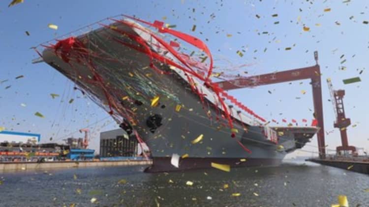 Beijing just launched its first-ever completely Chinese-made aircraft carrier