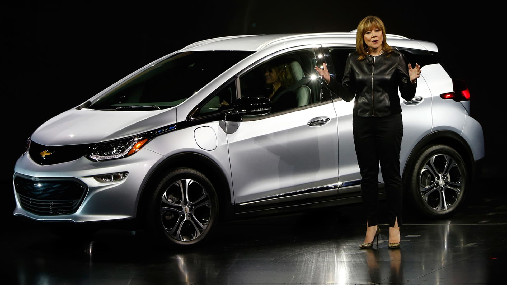 General Motors CEO Mary Barra unveiled the Chevrolet Bolt electric vehicle during the 2016 Consumer Electronics Show in Las Vegas.