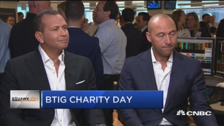 Jeter and A-Rod talk charity at BTIG