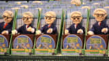 Warren Buffett Secret Millionaire's Club dolls on display at the Annual Berkshire Hathaway Shareholder's Meeting in Omaha, NE on May 6, 2017.