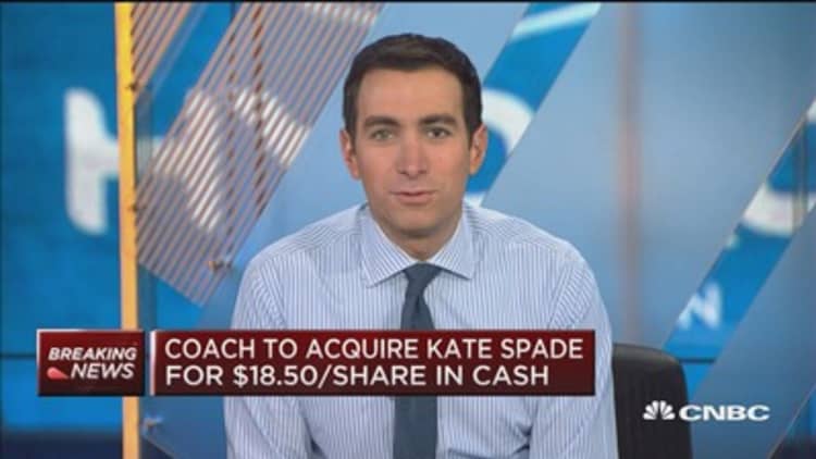 Coach, Kate Spade shares jump on news of $ billion merger
