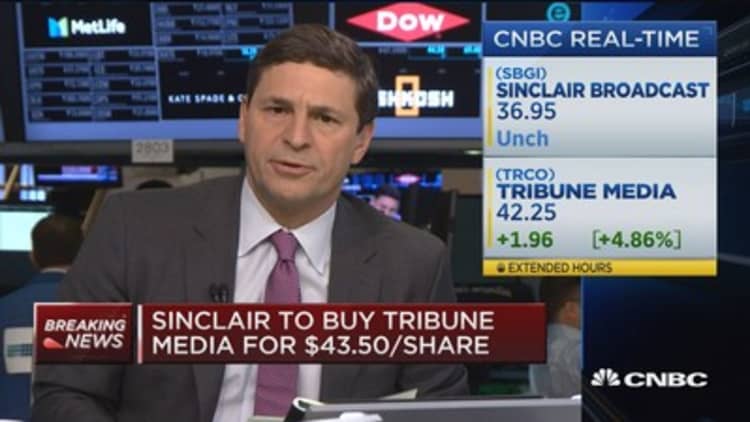 Sinclair to buy Tribune Media for $43.50 per share
