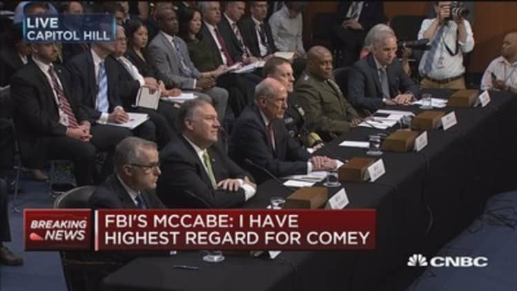 FBI's McCabe: Unaware of any Comey resources request