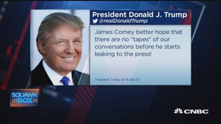 Trump tweets Comey 'better hope there are no 'tapes''