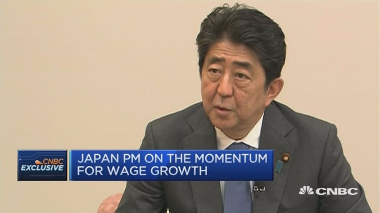 Japanese PM Abe on wage growth, Abenomics