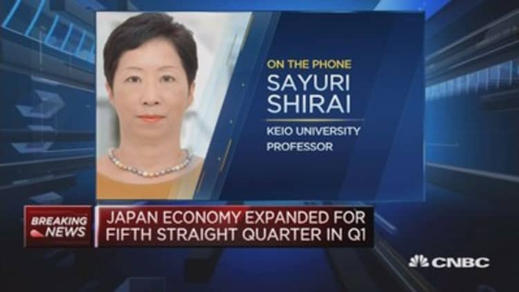 Japan GDP gains for fifth straight session, but...
