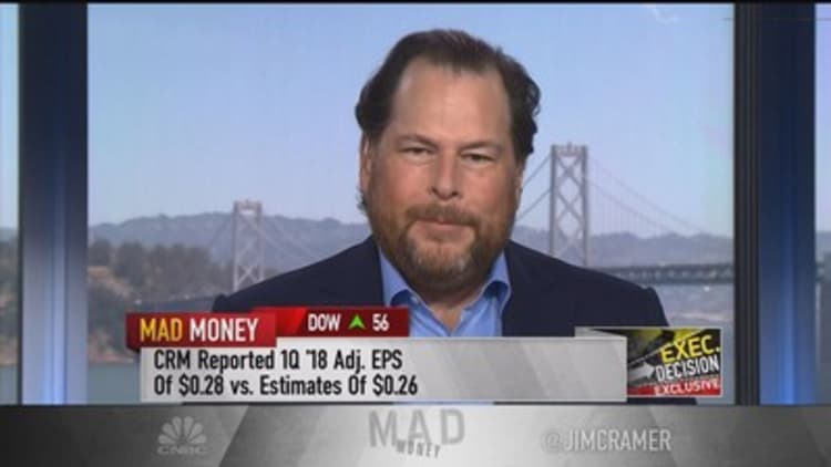CRM's Benioff says company 'crushing Oracle'