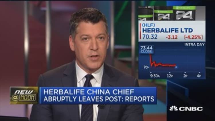 Herbalife shares fall, China chief leaves post: Report