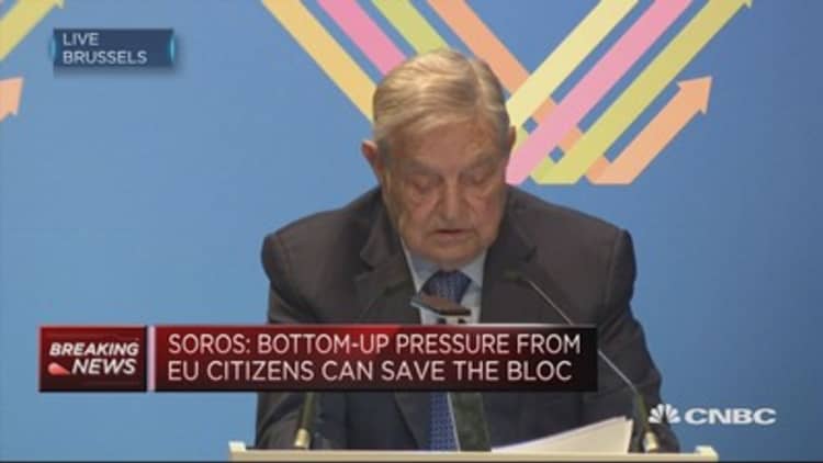 Bottom-up pressure from EU citizens can save the bloc: Soros