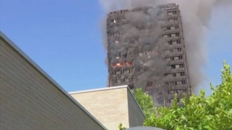 London fire rages through tower block 