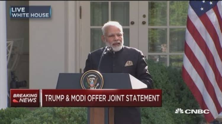 India PM delivers joint statement with President Trump