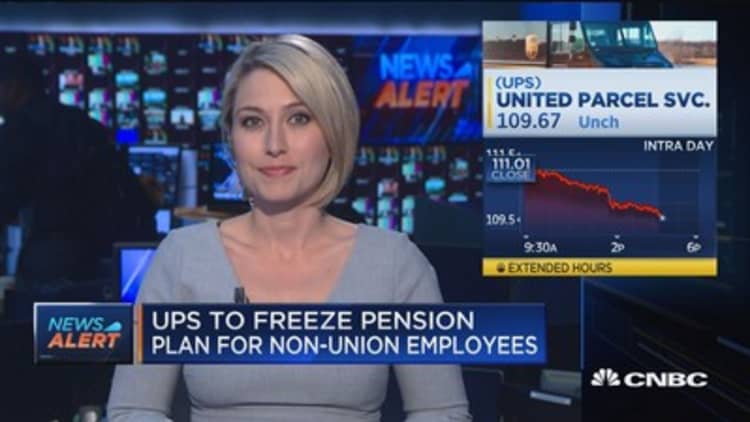 UPS to freeze pension plan for non-union employees